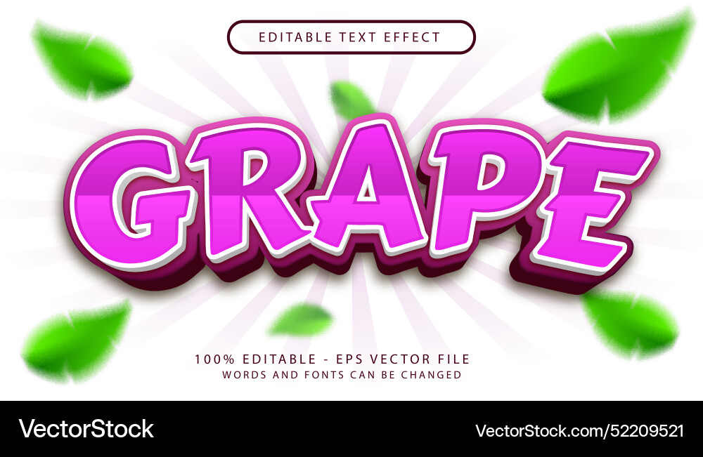 Grape 3d text effect and editable Vector Image