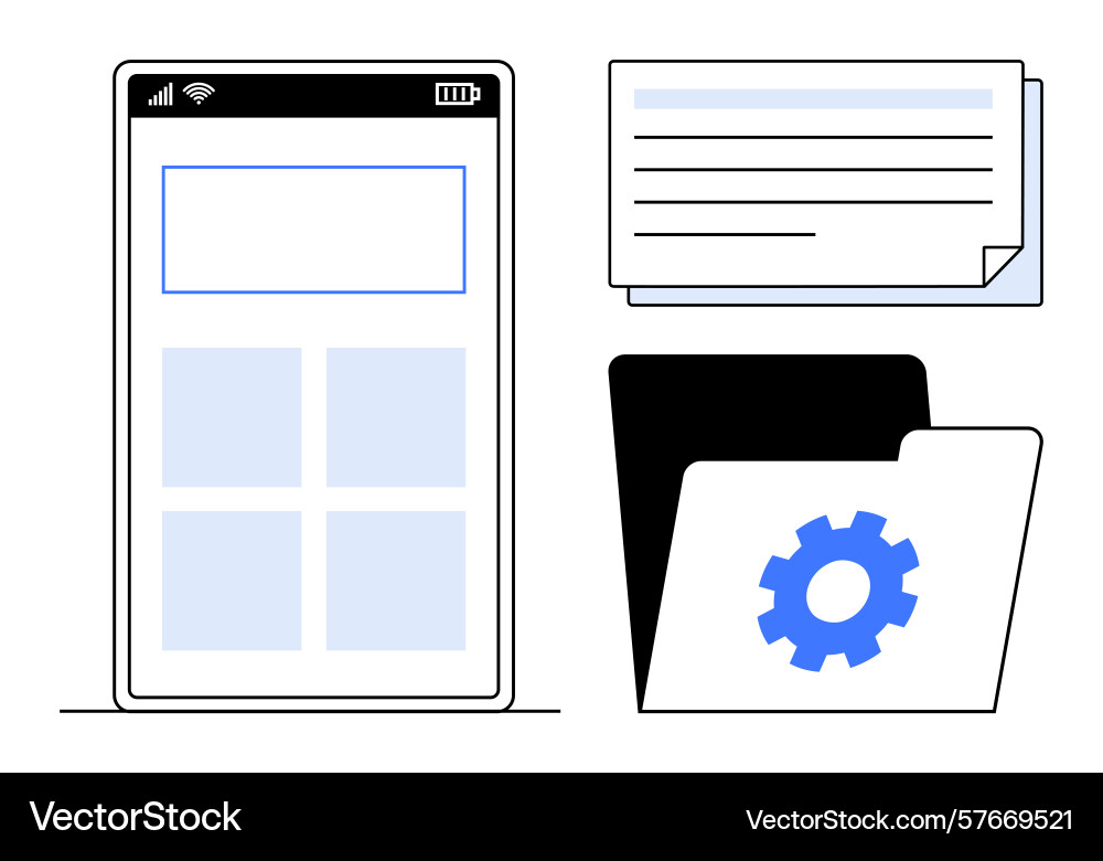 Mobile device interface for document storage Mobile device interface for document storage vector image