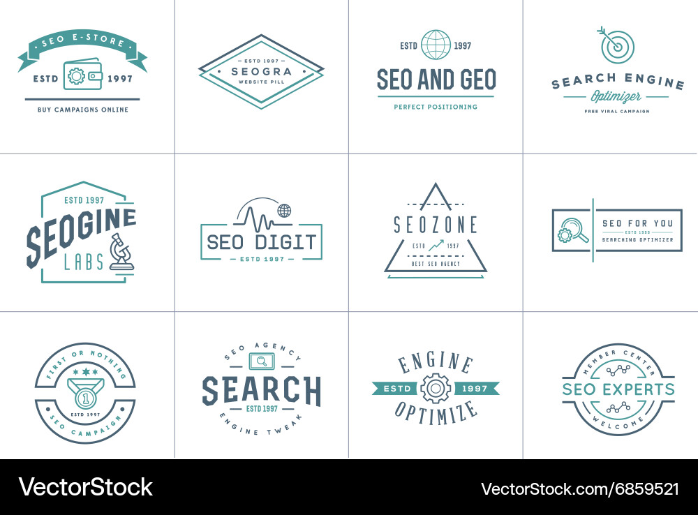 Set of seo search engine optimisation elements vector image