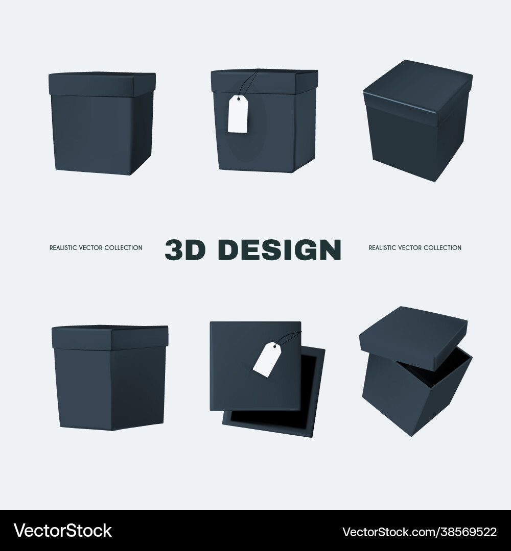 3d box collection in different view delivery 3d box collection in different view delivery vector image