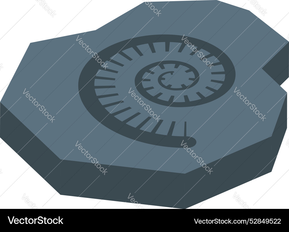 Ammonite fossil showing spiral shell on stone Ammonite fossil showing spiral shell on stone vector image