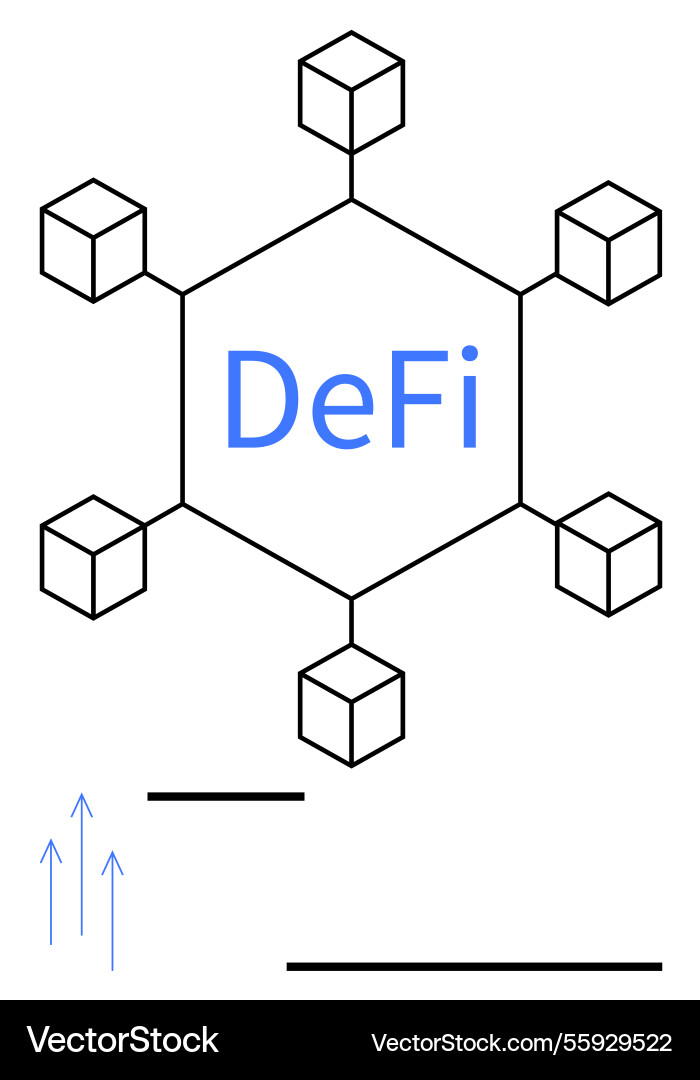 Decentralized finance network with cube nodes Decentralized finance network with cube nodes vector image