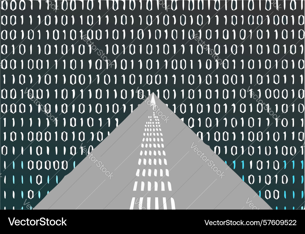 Digitale Straße von binären Code-Datenpfad zu Zukunft vektorbild