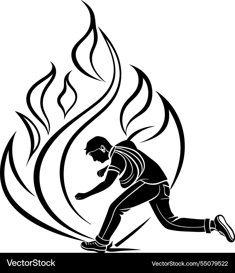 Man within the flames - abstract flowing Vector Image