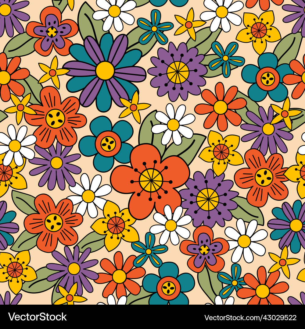 Retro Floral Seamless Pattern Vector Image