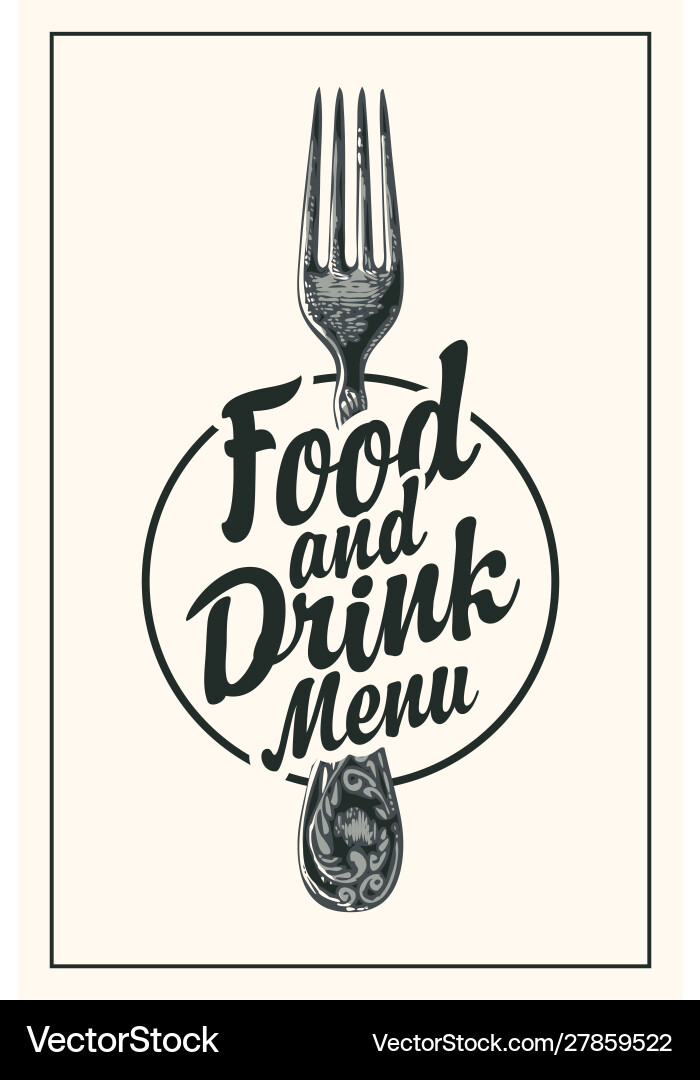 Retro Food & Drink Menu with Fork Vector Image