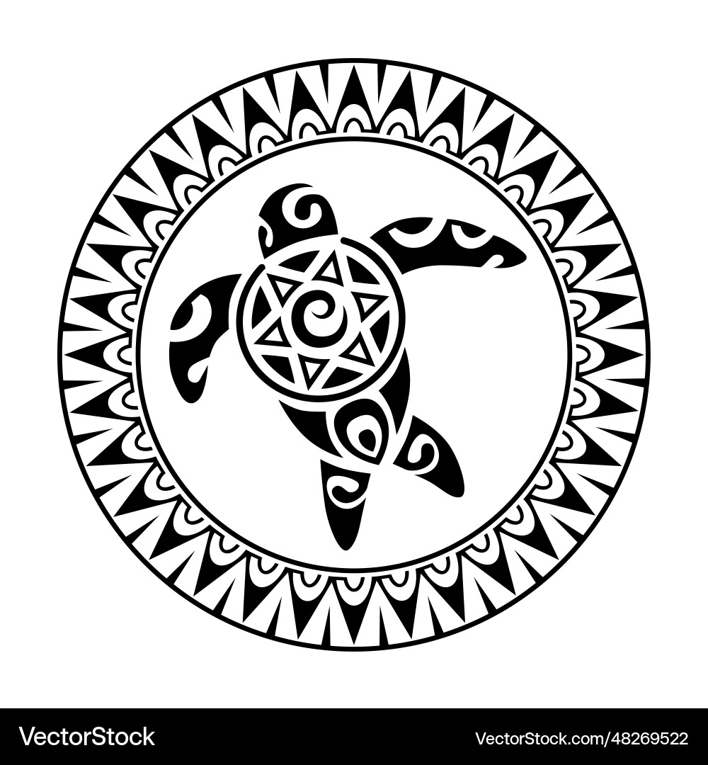 Sea turtle geometrical round circle ornament maori Sea turtle geometrical round circle ornament maori vector image