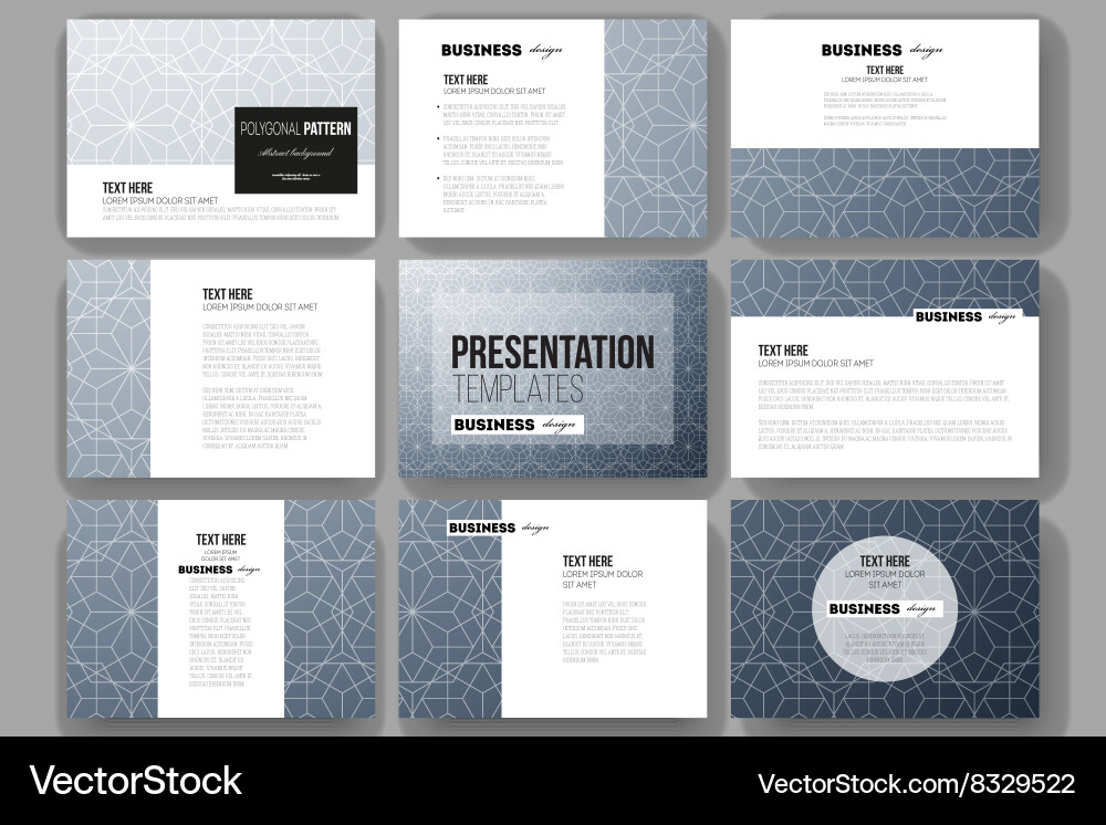Set of 9 templates for presentation slides vector image