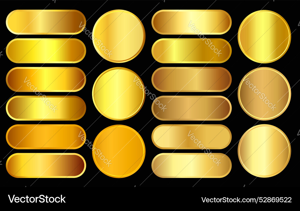 Set of buttons with golden gradient Set of buttons with golden gradient vector image