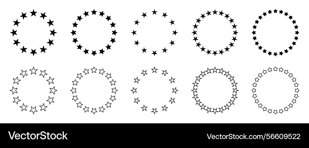 Set of stars in a circle isolated Vector Image