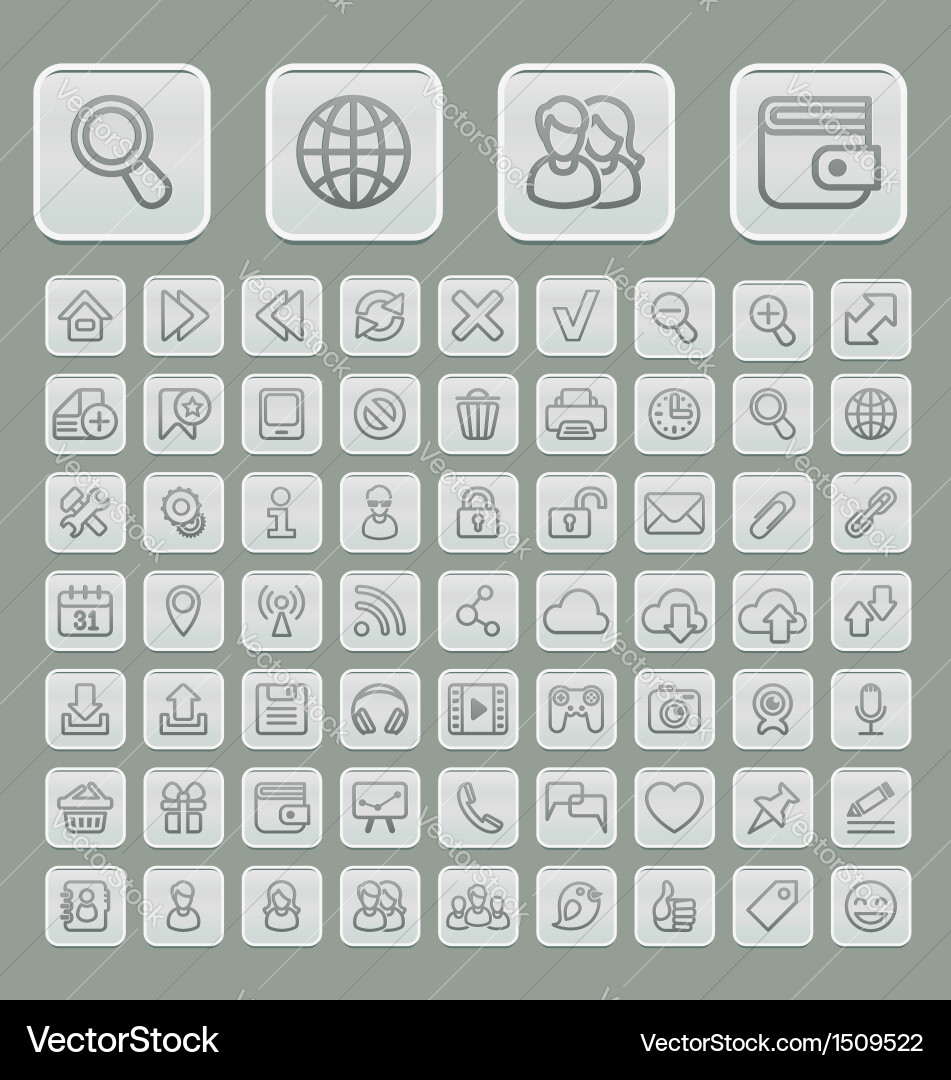 Universal web icons set soft grey edition Vector Image