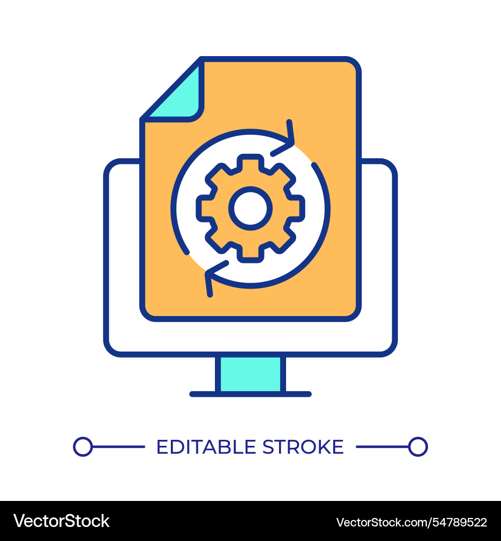 Updating file on computer rgb color icon Updating file on computer rgb color icon Vector Image