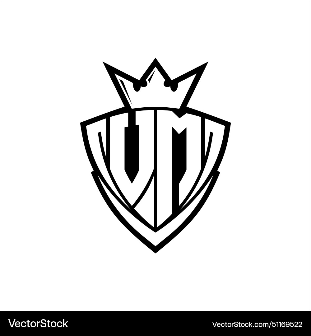 Vm letter logo with sharp triangle shield shape Vector Image