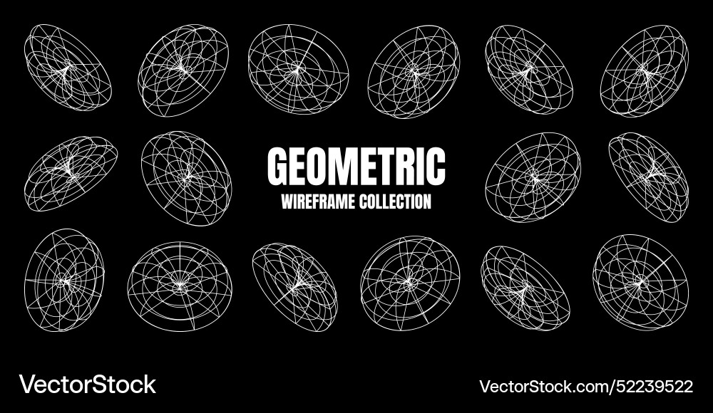 Wireframe lined shapes perspective mesh 3d grid Wireframe lined shapes perspective mesh 3d grid vector image