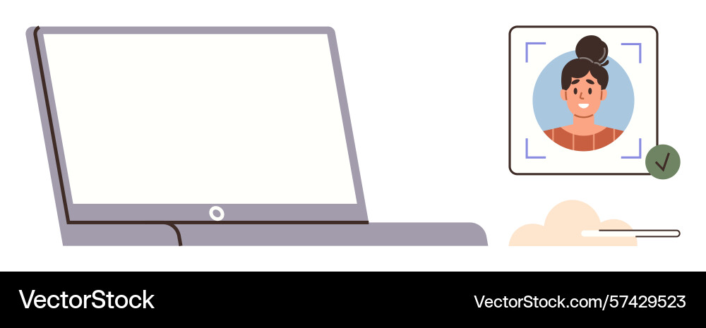 Digital identity verification process with laptop Digital identity verification process with laptop vector image