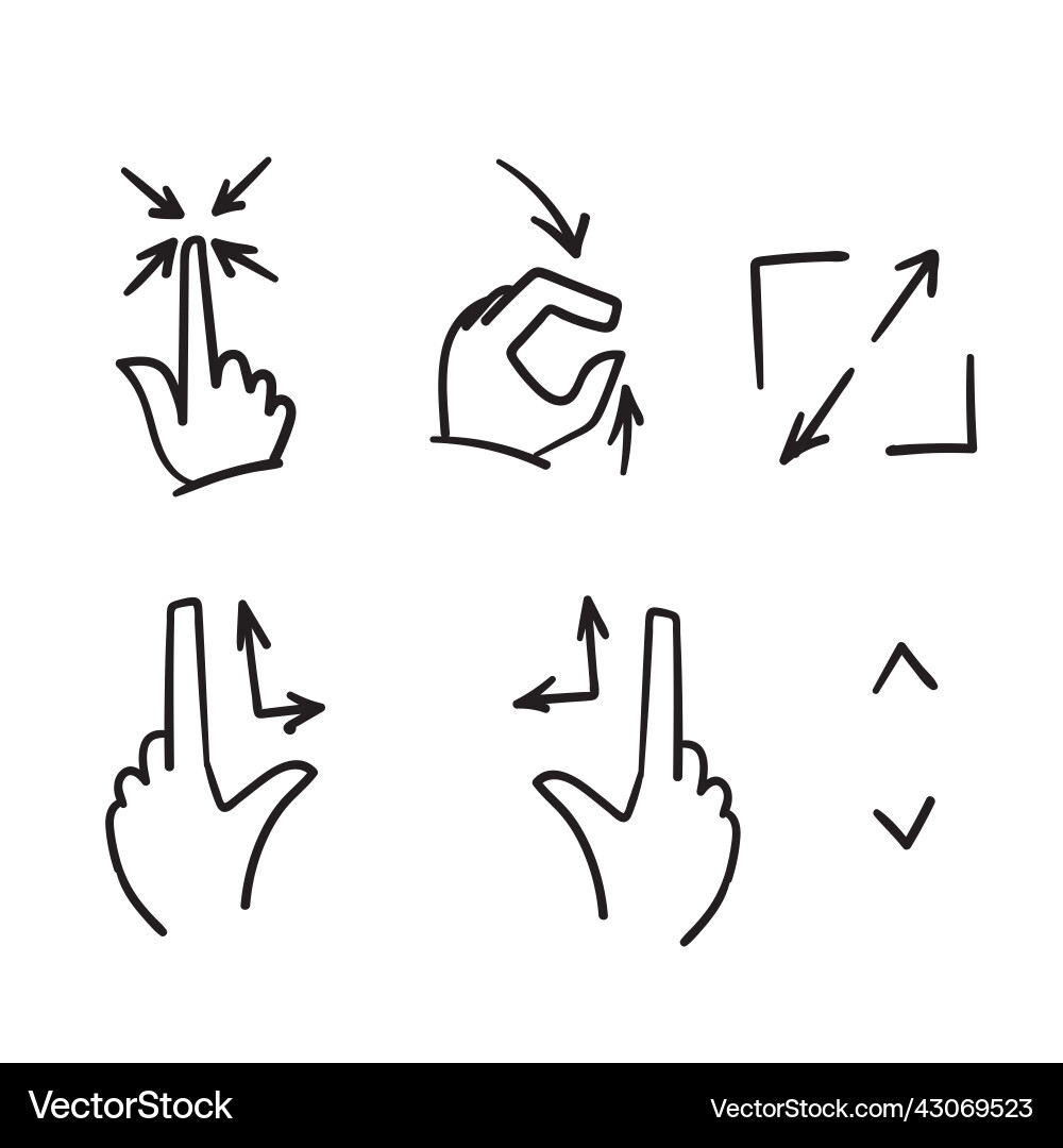 Hand drawn doodle simple set of scaling screen Hand drawn doodle simple set of scaling screen vector image