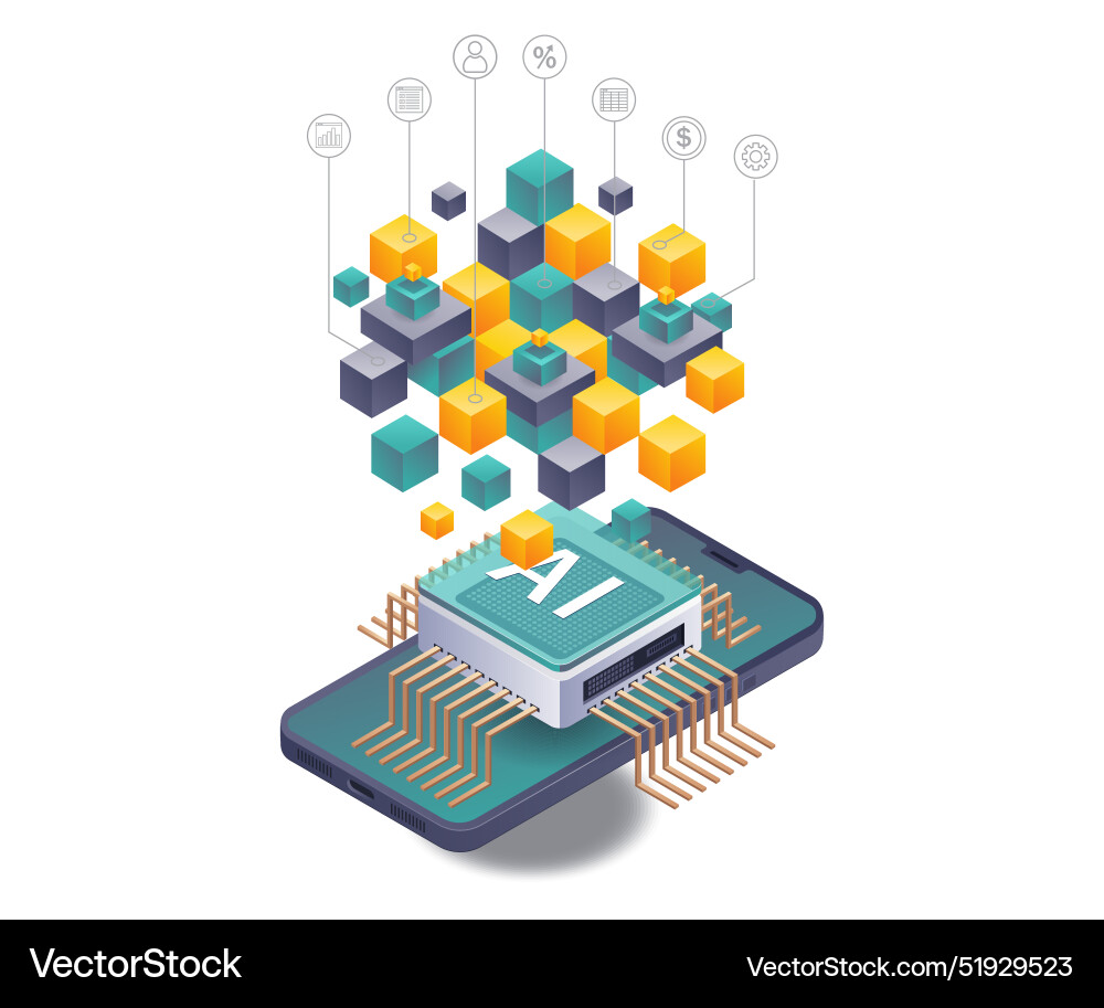 Integration of blockchain and smartphone Integration of blockchain and smartphone vector image