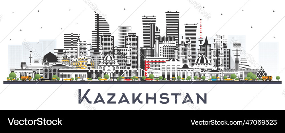 Kasachstan Stadt Skyline mit grauen Gebäuden Kasachstan Stadt Skyline mit grauen Gebäuden vektorbild