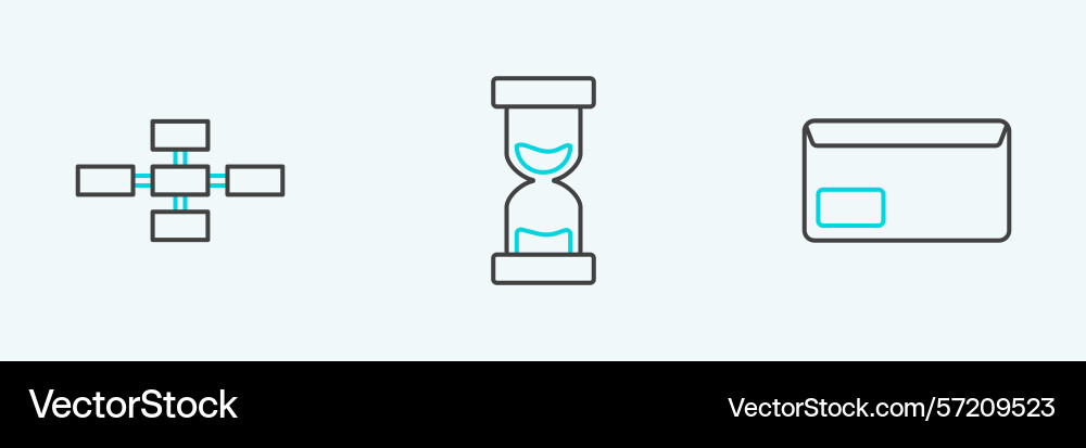 Set line envelope business hierarchy organogram Vector Image