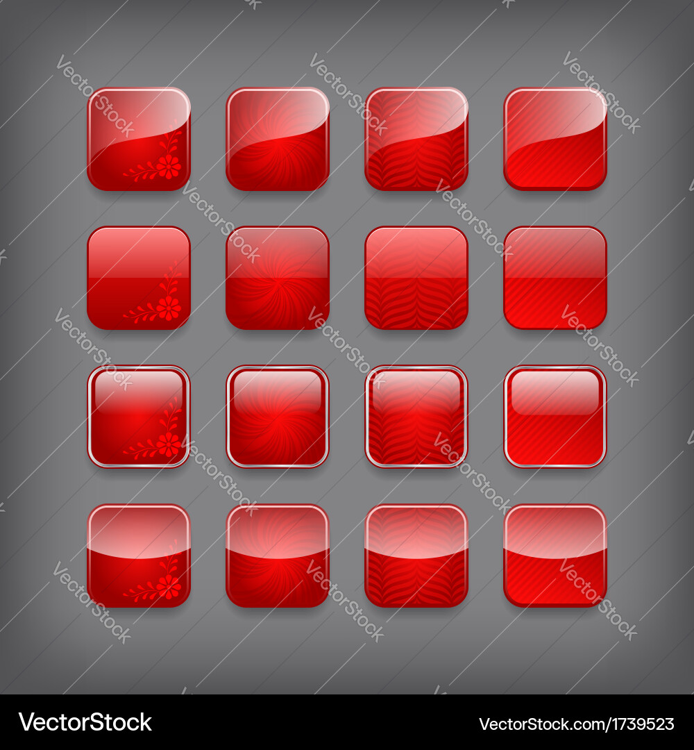 Set of blank red buttons vector image