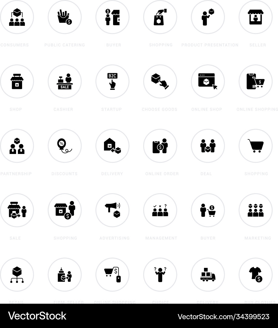 Set simple icons b2c Set simple icons b2c vector image