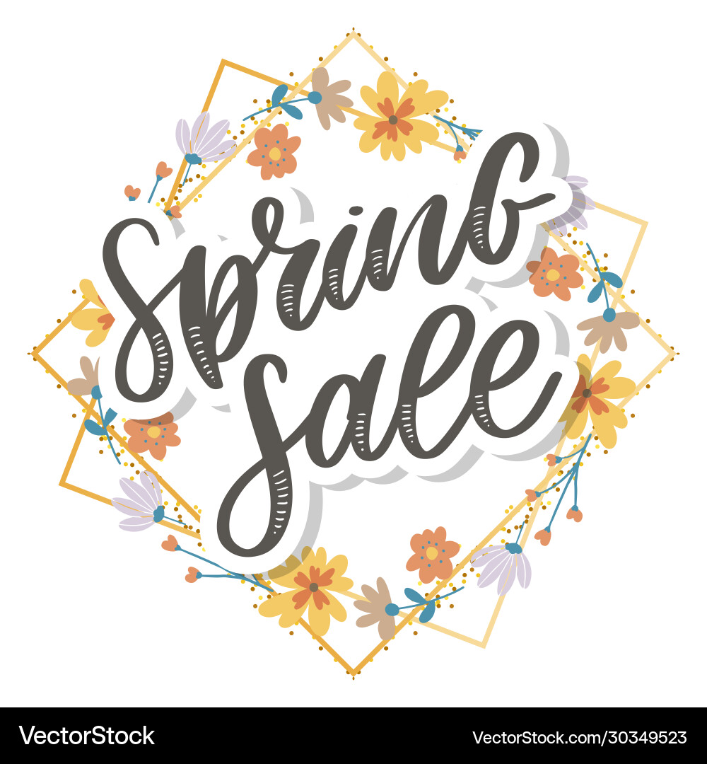 Spring sale word hanging on leaves with strings Spring sale word hanging on leaves with strings vector image