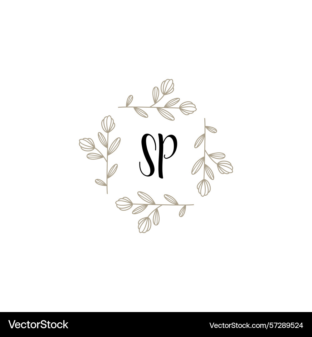 Botanical monogram logos with initial sp Vector Image