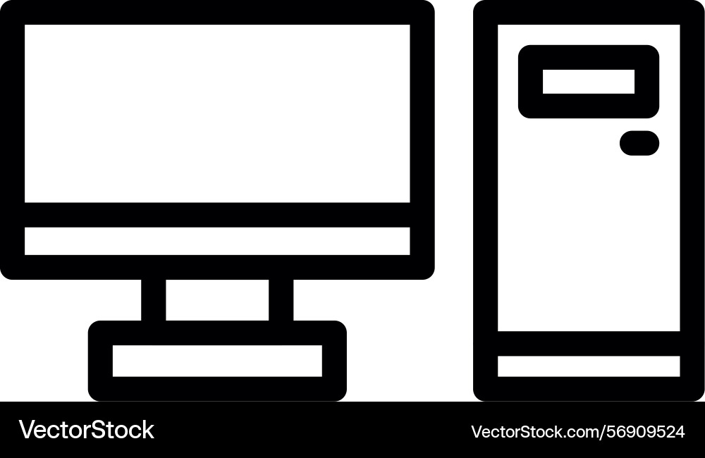 Desktop computer linear style icon design vector image