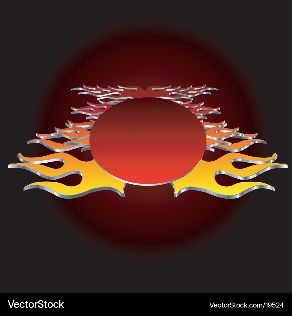 Dynamic 3D Flame with Chrome Border Vector Image