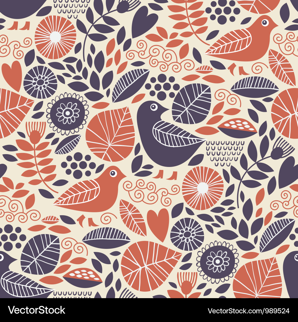 Floral Birds Seamless Pattern Royalty Free Vector Image