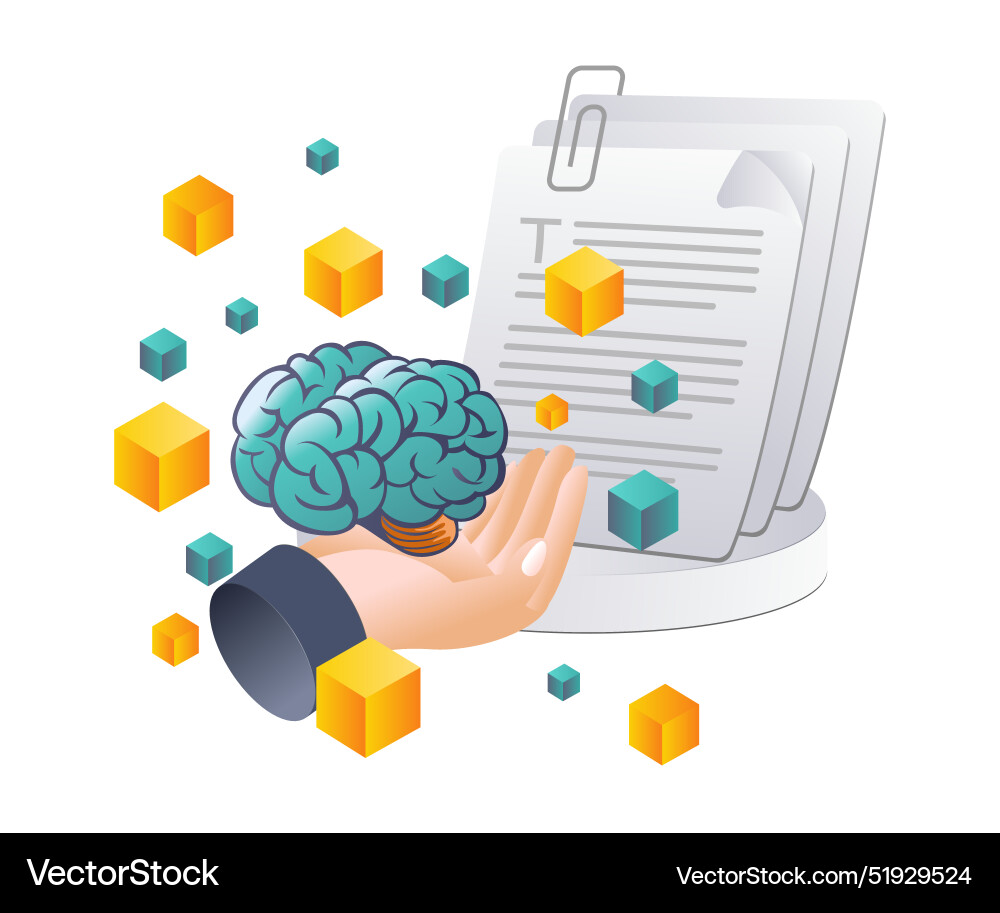 Integration of brain data in ai systems flat Integration of brain data in ai systems flat vector image