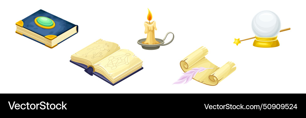 Magic object and element with burning candle book Magic object and element with burning candle book vector image