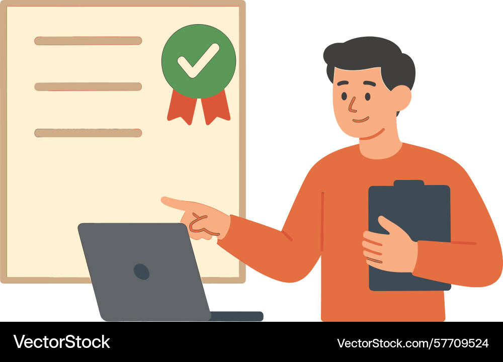 Man presenting document approved with green Vector Image