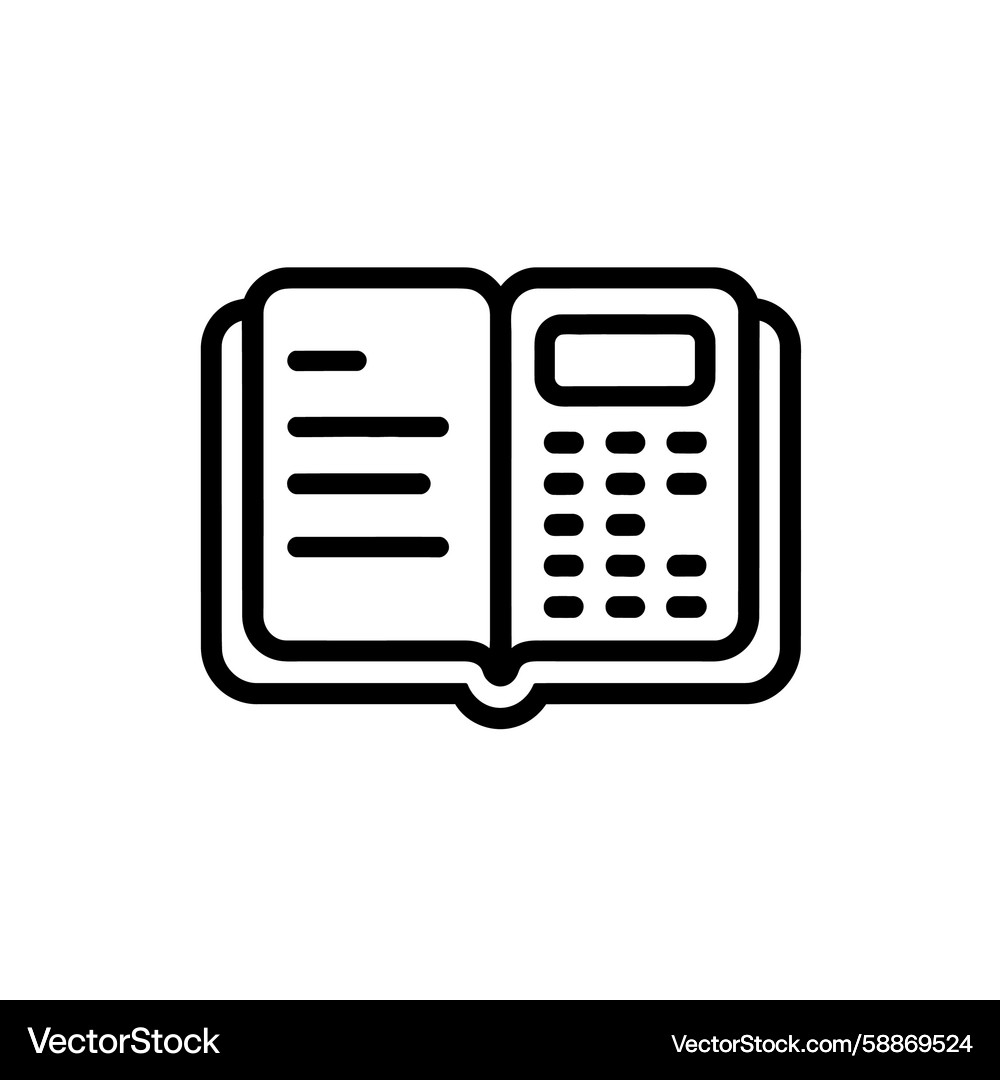 Open book with calculator interface for learning Vector Image
