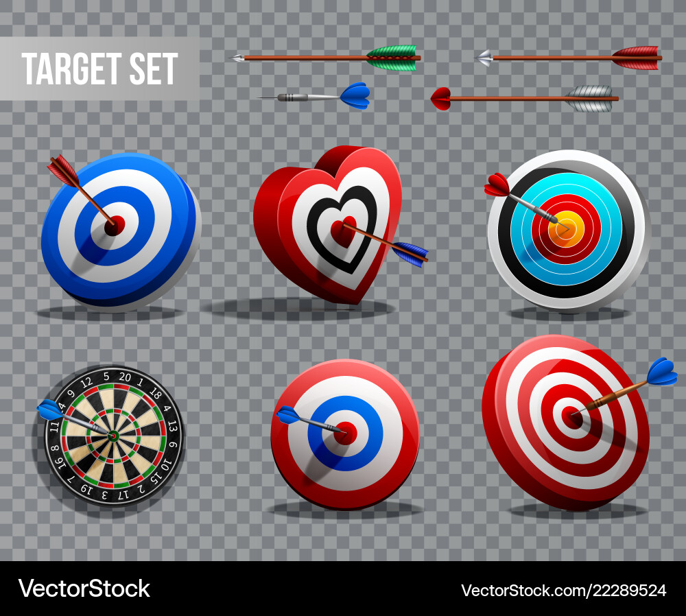 Realistic target transparent icon set Realistic target transparent icon set vector image