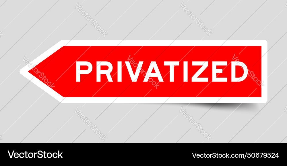 Red color arrow shape sticker label with word Vector Image