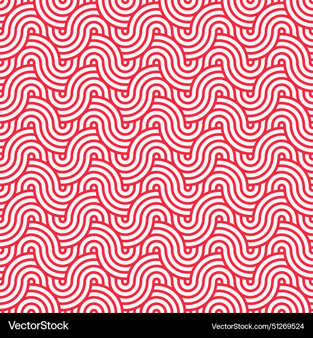 Red geometric circles lines and waves pattern vector image