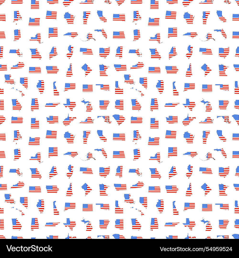 Seamless pattern with usa state maps vector image