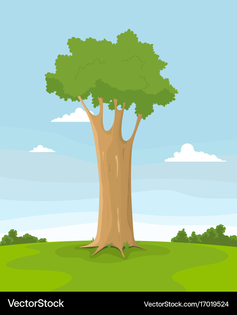 Spring tree in a field vector image