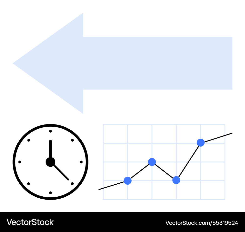 Time and progress representation with arrow clock Vector Image