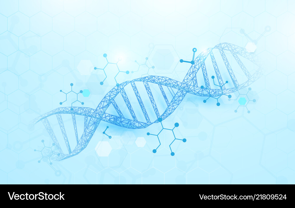 Wireframe dna molecules structure background Vector Image