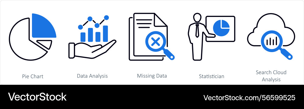 A set of 5 statistics icons as pie chart data vector image