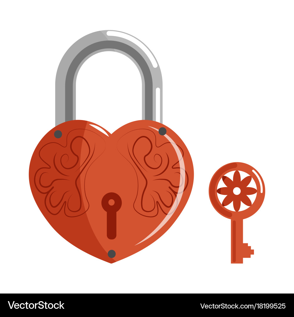 Decorative lock in shape of heart with pattern vector image
