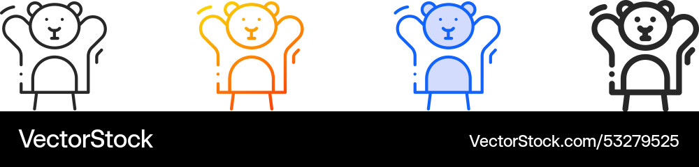Hand puppet iconthin linear gradient blue stroke Hand puppet iconthin linear gradient blue stroke vector image