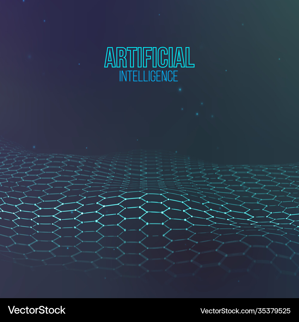 Hexagonal AI Network Background Vector Image