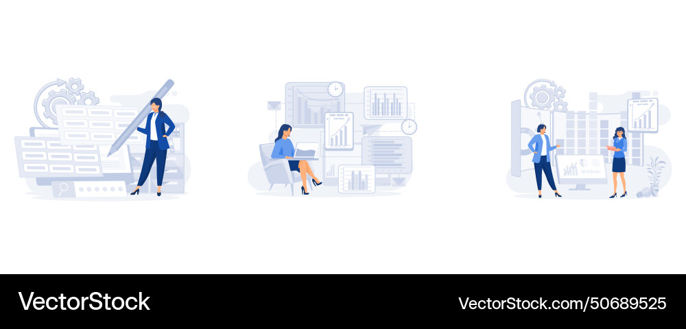 Man working with big data and databases office Vector Image