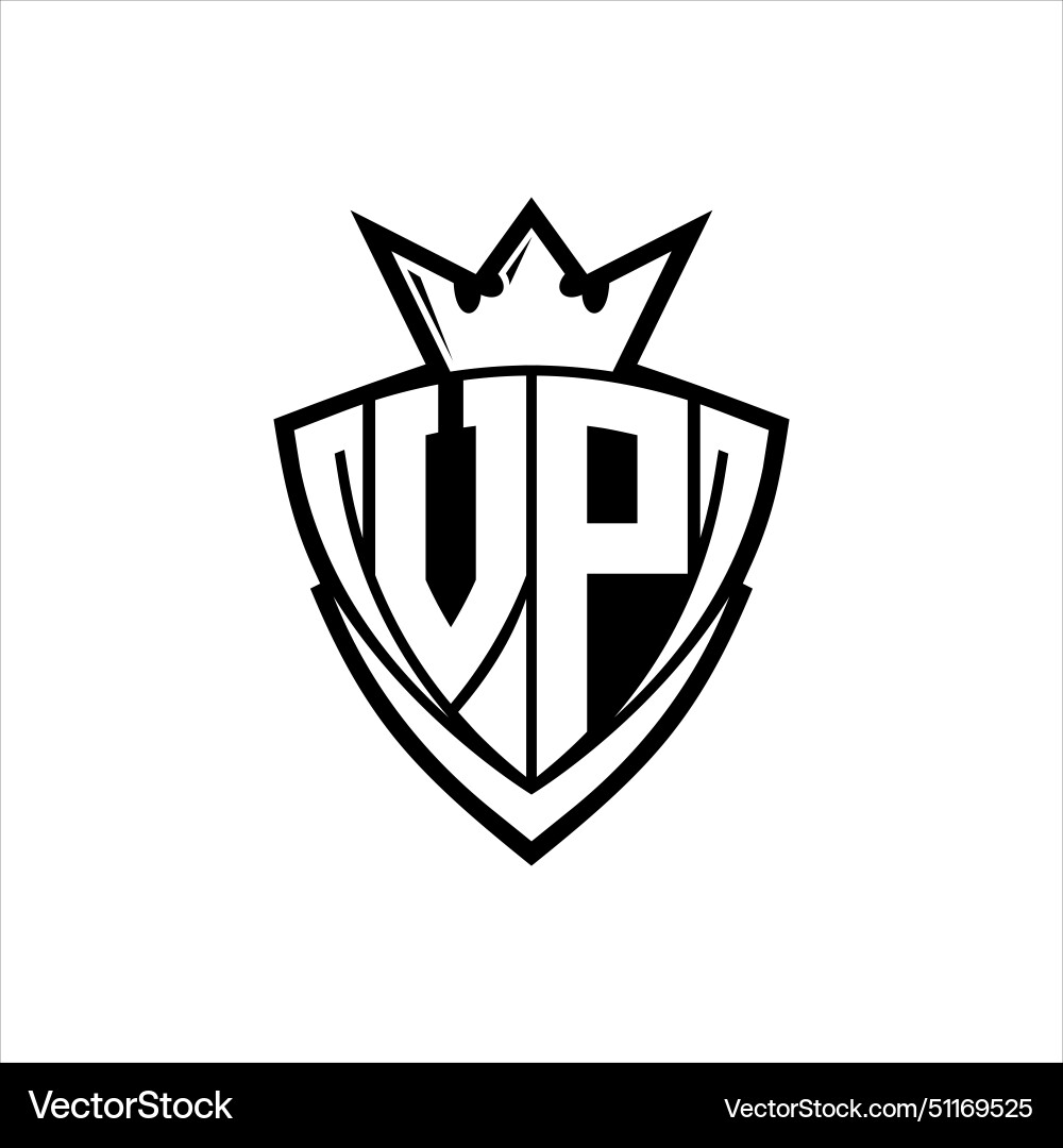 Vp letter logo with sharp triangle shield shape Vector Image
