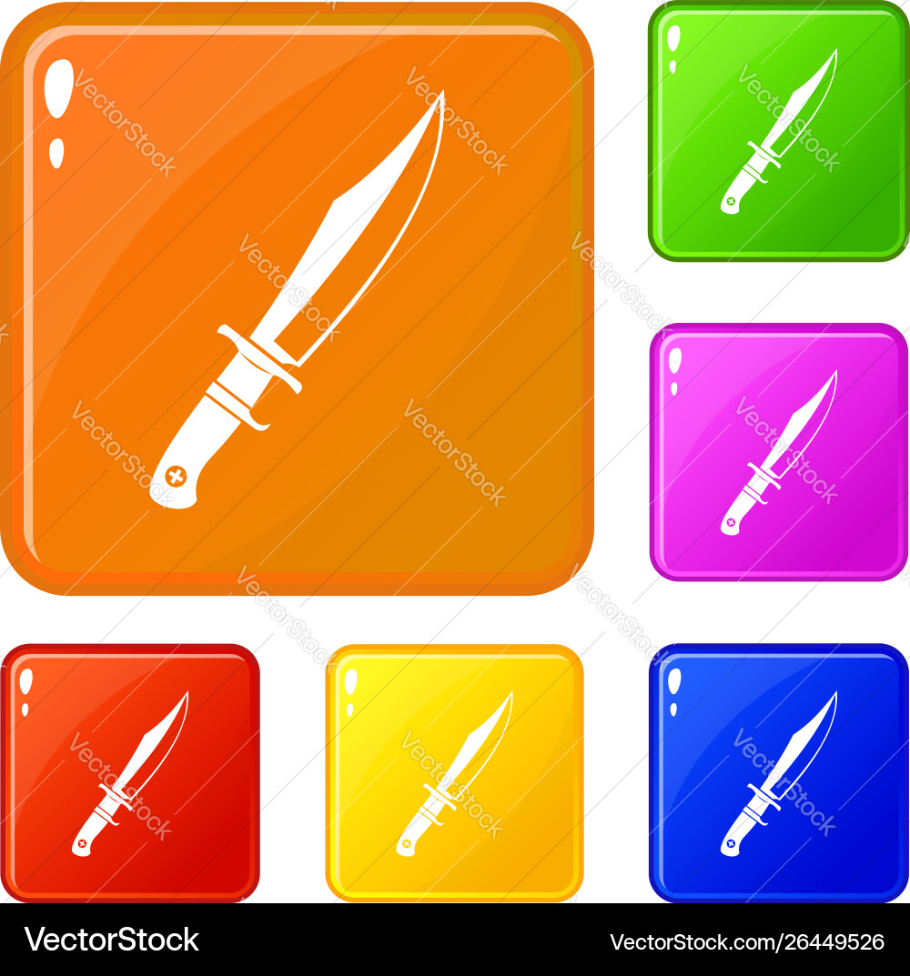 Dagger icons set color vector image