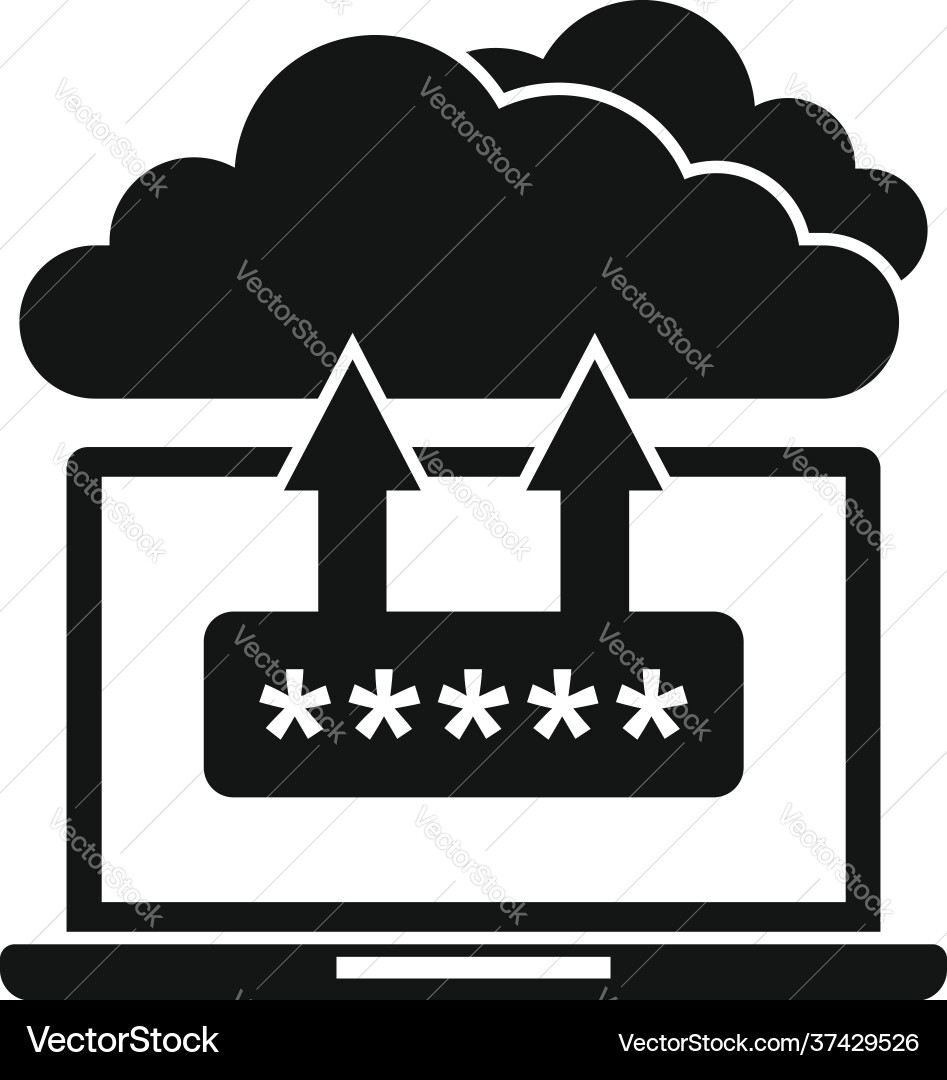 Laptop cloud authentication icon simple style Laptop cloud authentication icon simple style Vector Image
