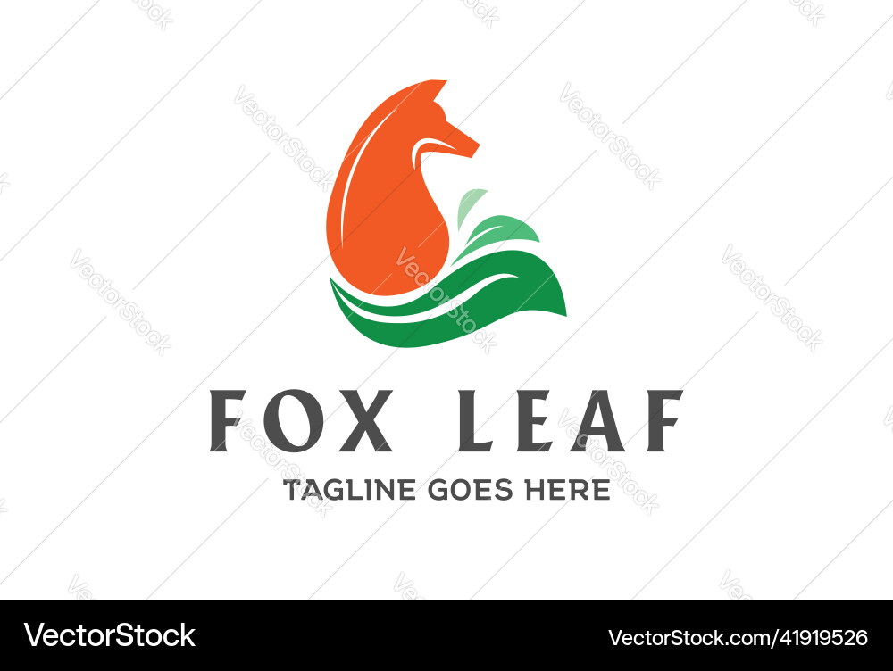 Modern dog fox coyote with green leaf plant tail Modern dog fox coyote with green leaf plant tail vector image
